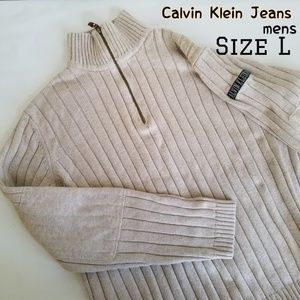 Calvin klein jeans mens zip neck sweater Size L